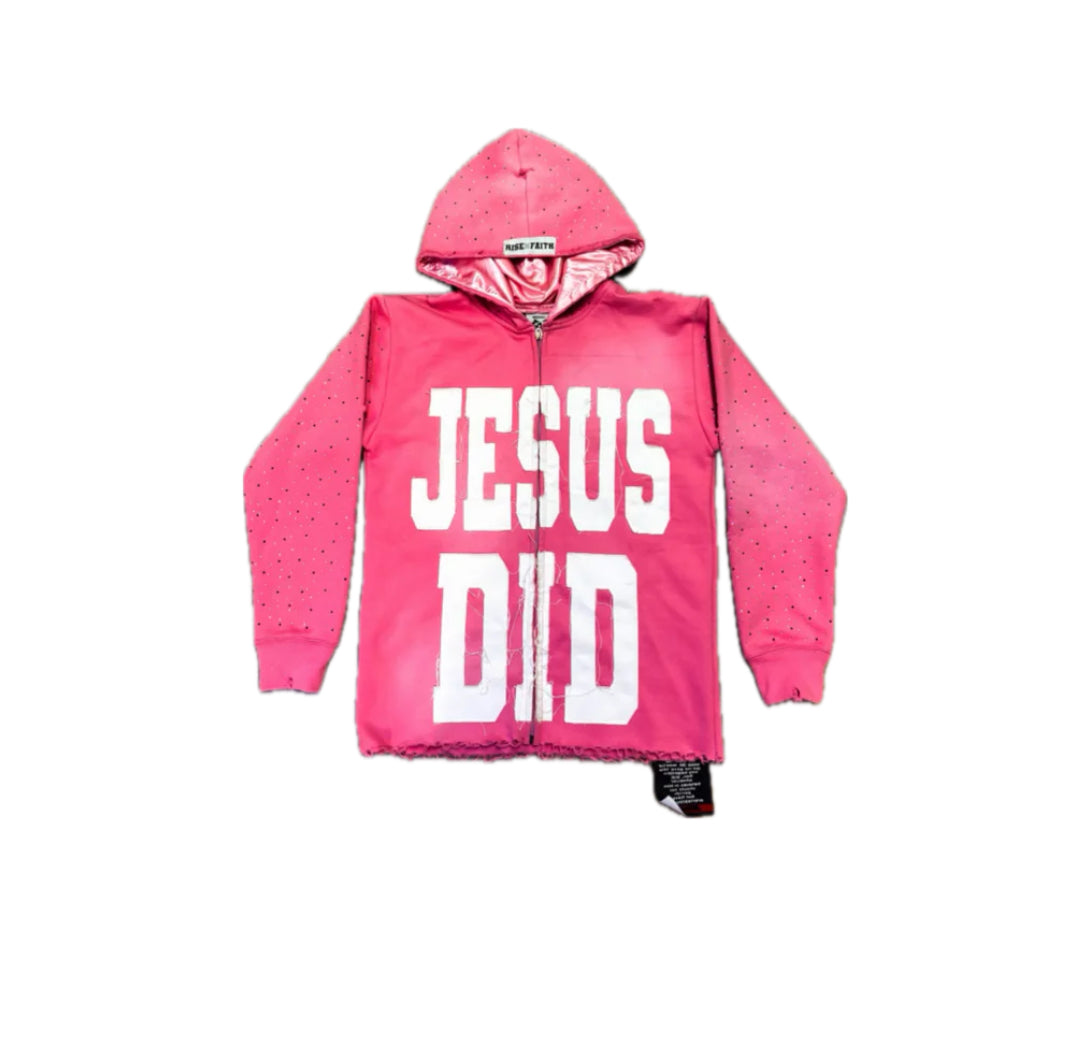 "JESUS DID" ZIP UP (PINK)